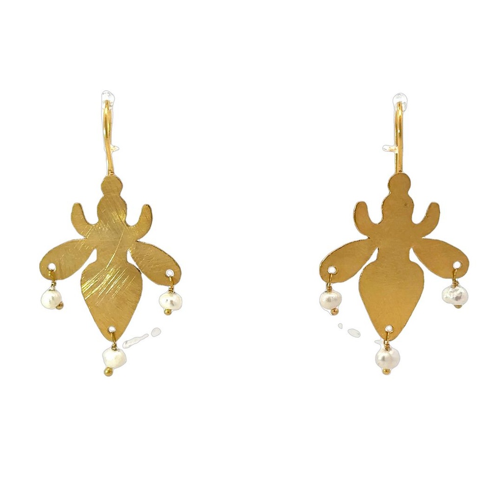 Earrings | Dazzling Gold Plated Brass with Pearls