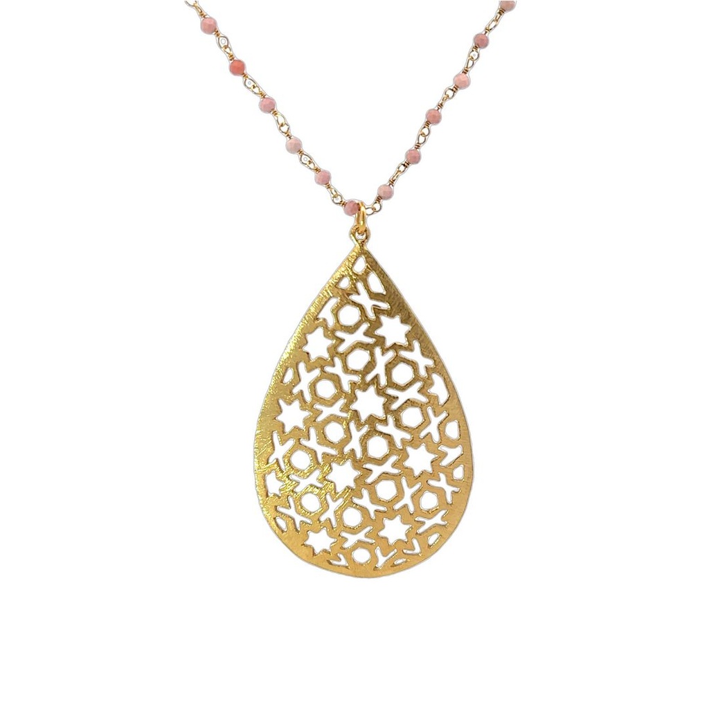Necklace | Gold Plated with Pink Opal