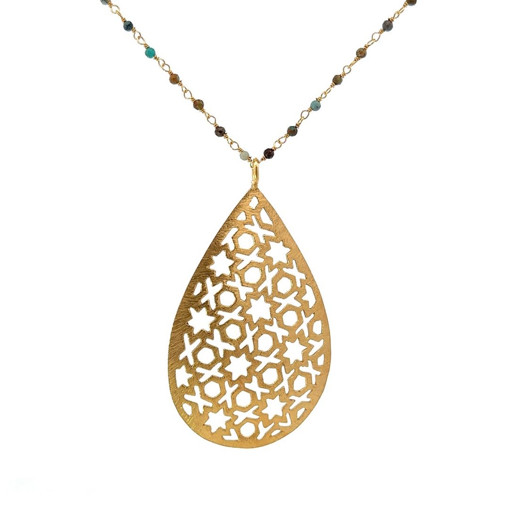 Necklace | Gold Plated with Mixed Agate