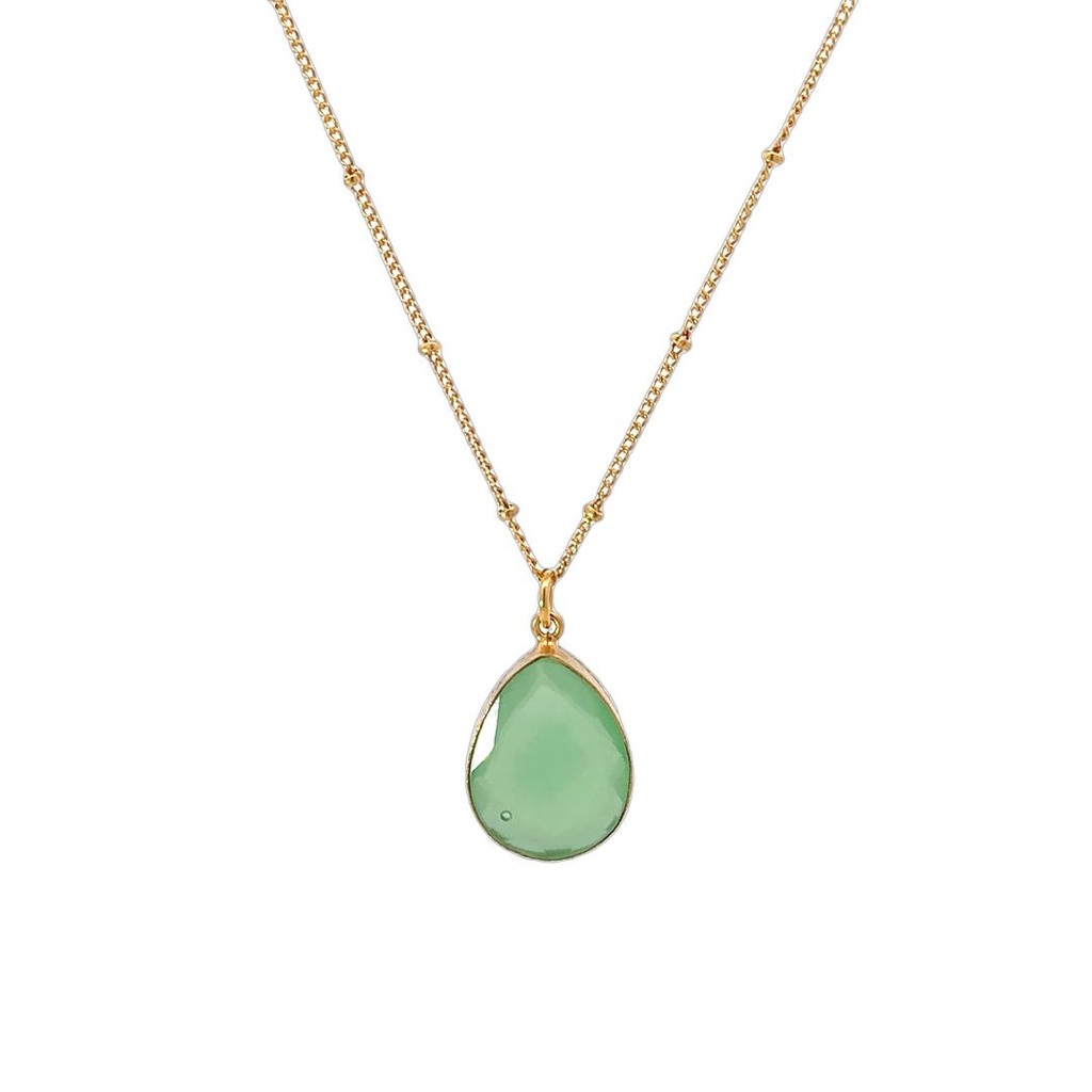 Necklace | Gold Plated with Dyed Green Agate