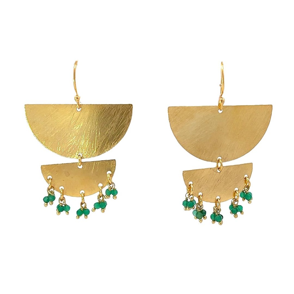 Dangling Earrings | Gold Plated Brass Tiered Moons