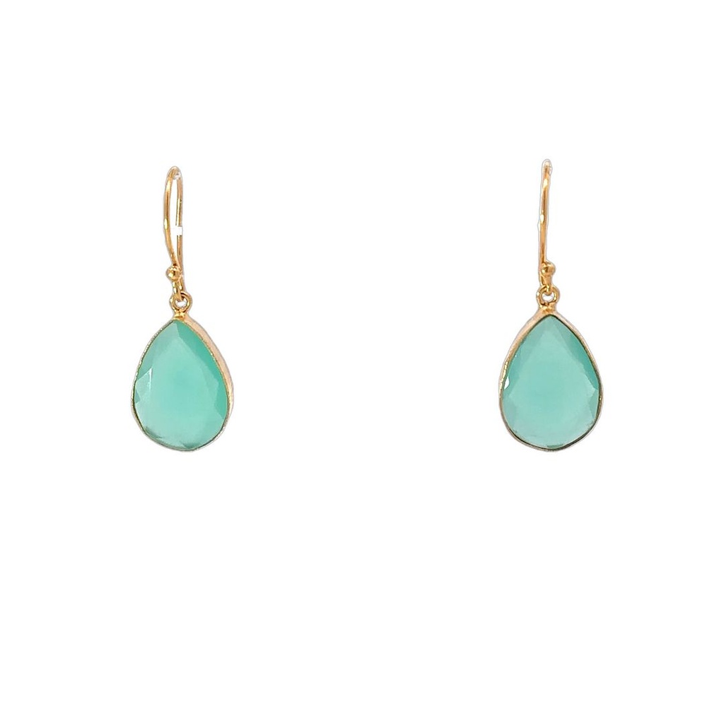 Dangling Earrings | Gold Plated Brass with Stone