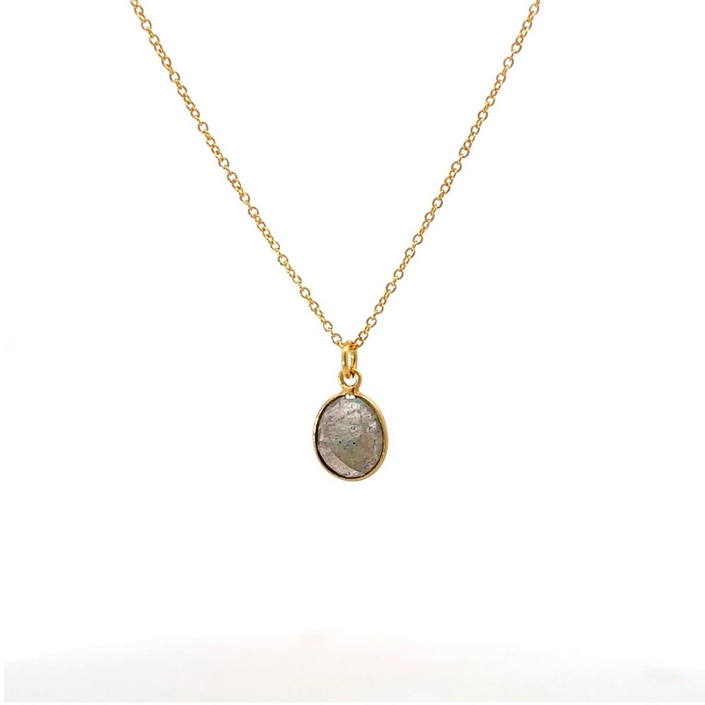 Necklace With Labradorite Pendant | Gold Plated Brass