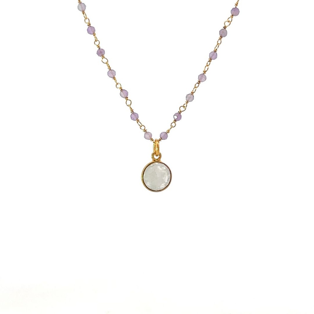 Necklace with White Pendant | Mixed Stones