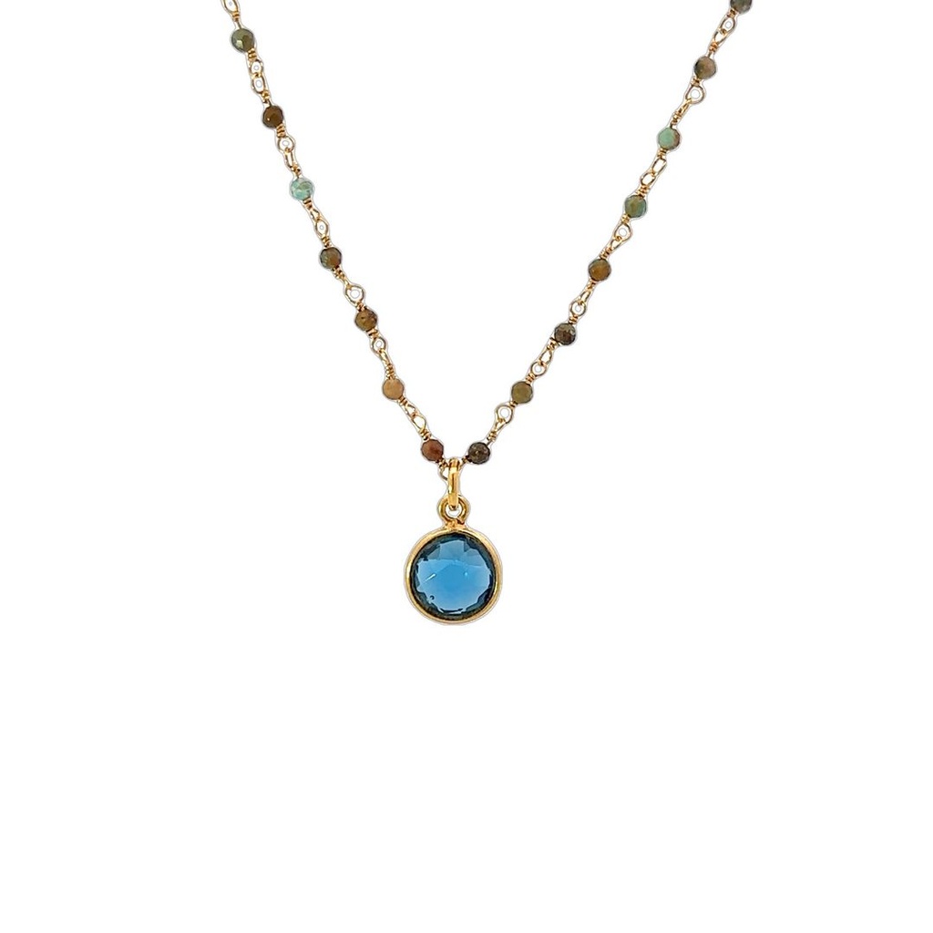 Necklace with Blue Pendant | Mixed Stones