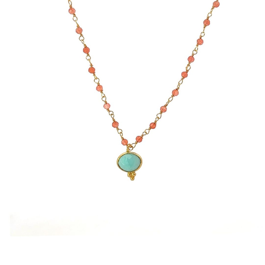 Necklace with Green Pendant | Mixed Stones