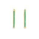 Huggie Hoop Earrings |  Turquoise Enamel Oval 9K 12mm