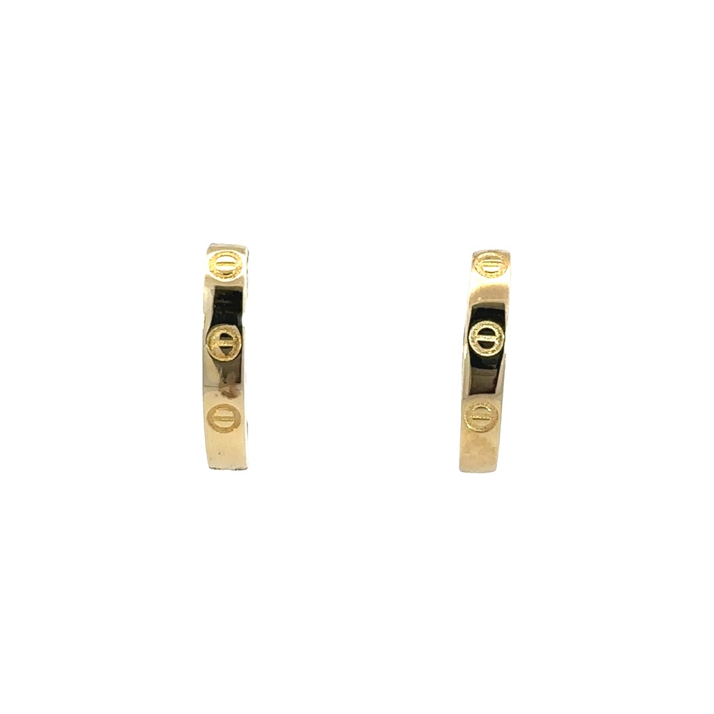 Huggie Hoop Earrings | Oval Screw Detail 9K 11x2.8mm