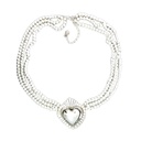 Silver Necklace Triple Bead Strand & Heart