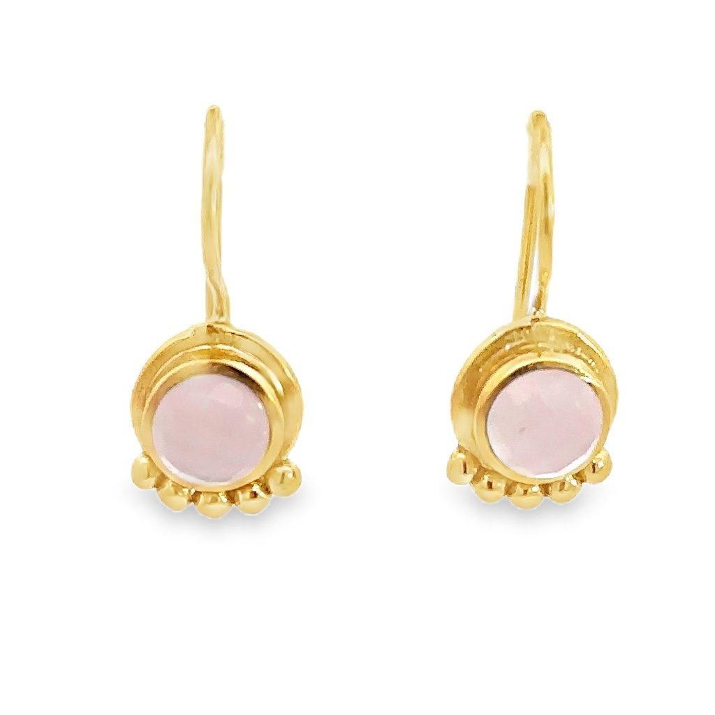 Earrings | Gold Plated Brass With Rose Quartz