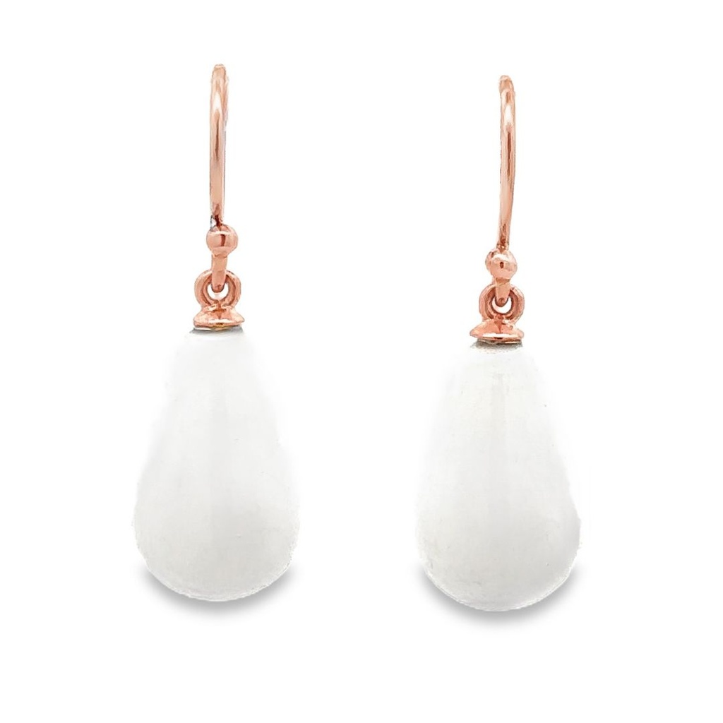 Earrings | White Agate Drops On 9K Rose Gold Hooks