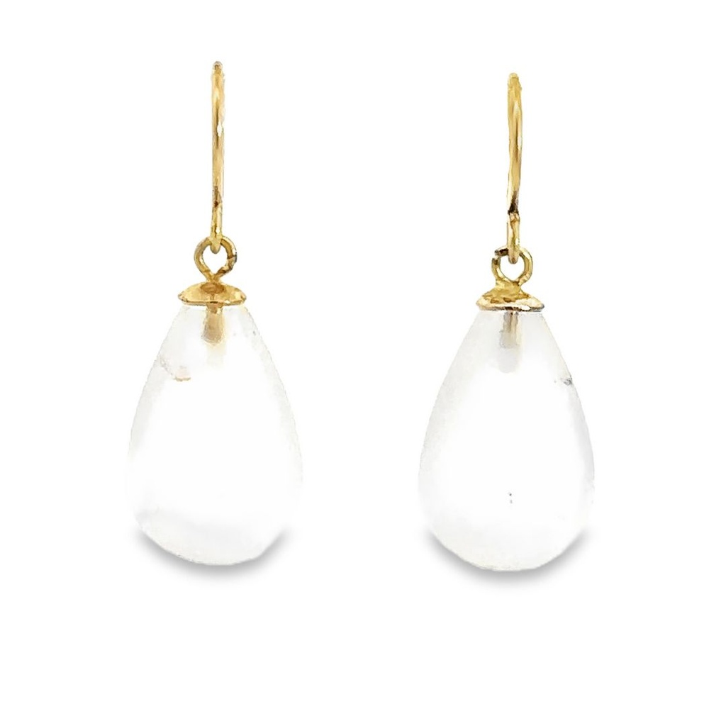 Earrings | Frosted Rock Crystal Drops 9K