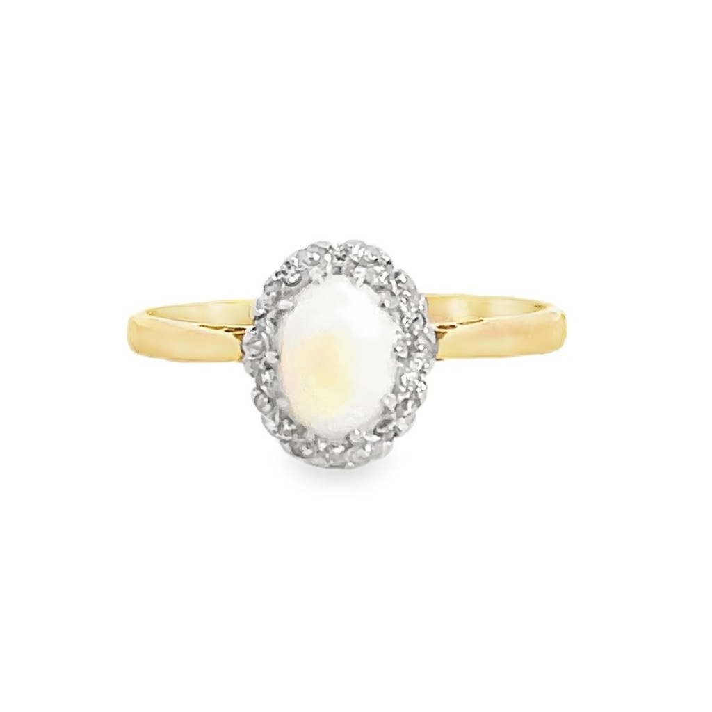 Opal Ring | 18K Gold & Platinum Solid White Opal