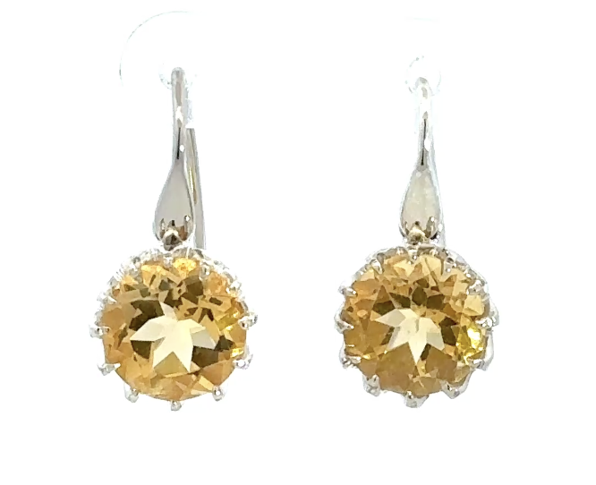 Earrings | Citrine Drops In 9ct White Gold