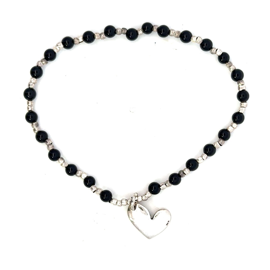 Petals Bracelet | Onyx & Silver Beads "Congratulations"