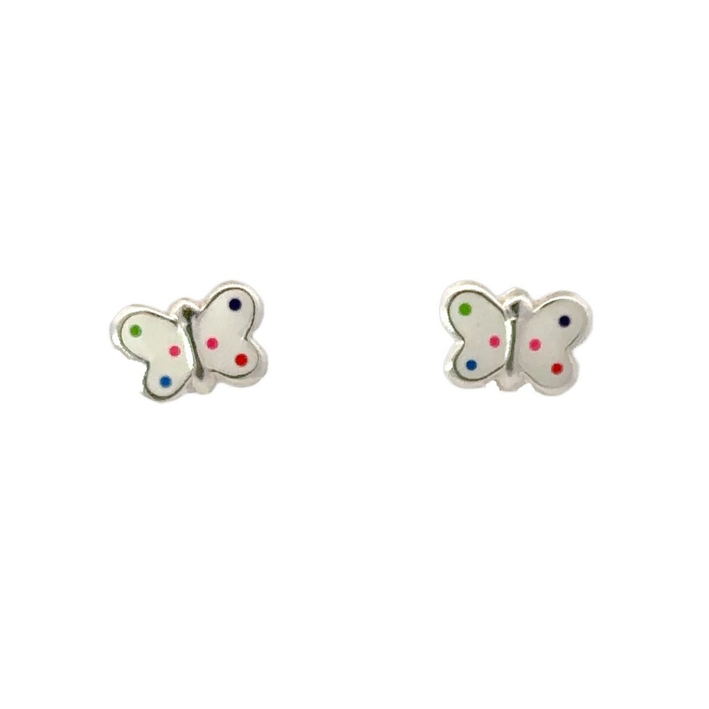 Children Sterling Silver Enamel Polkadot Butterfly Studs
