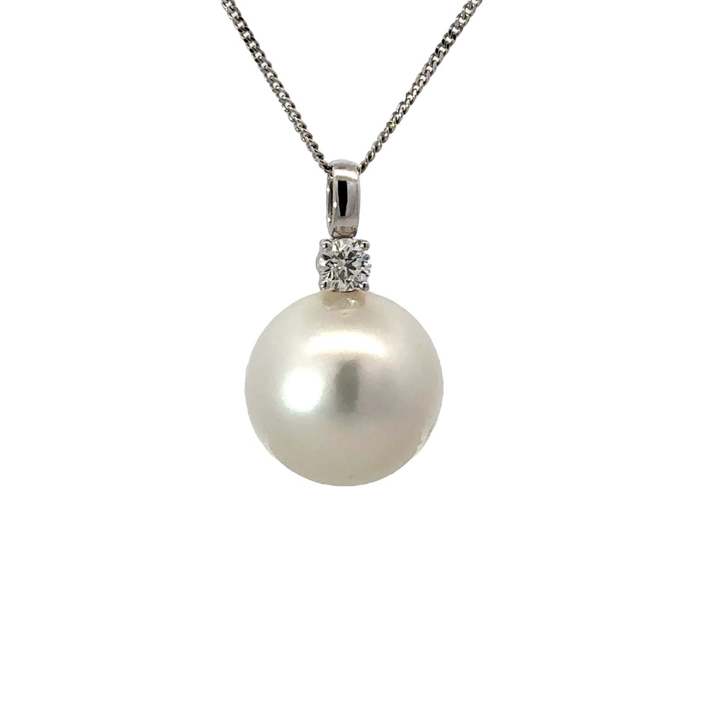 South Sea Pearl Pendant With Diamond In 9KWG