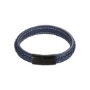 Thick Navy Leather Bracelet With Stainless Steel Clasp