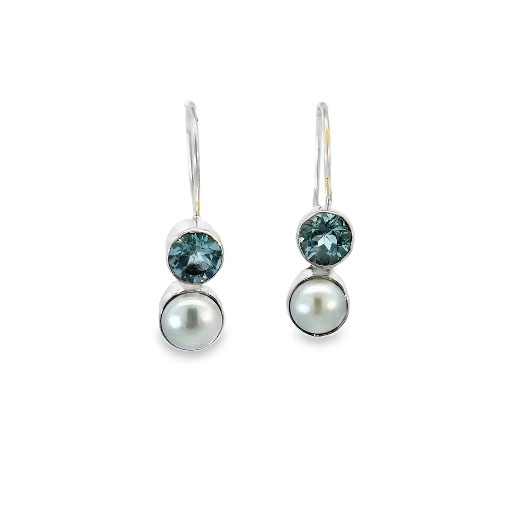 Freshwater Pearl & Topaz Drop Earrings