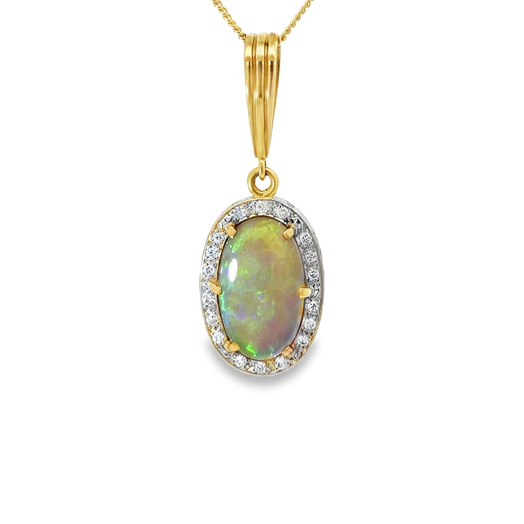Opal and Diamond Pendant | Oval