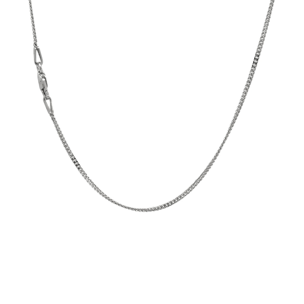 Flat Curb Link Necklace 45cm | Rhodium Plated Silver