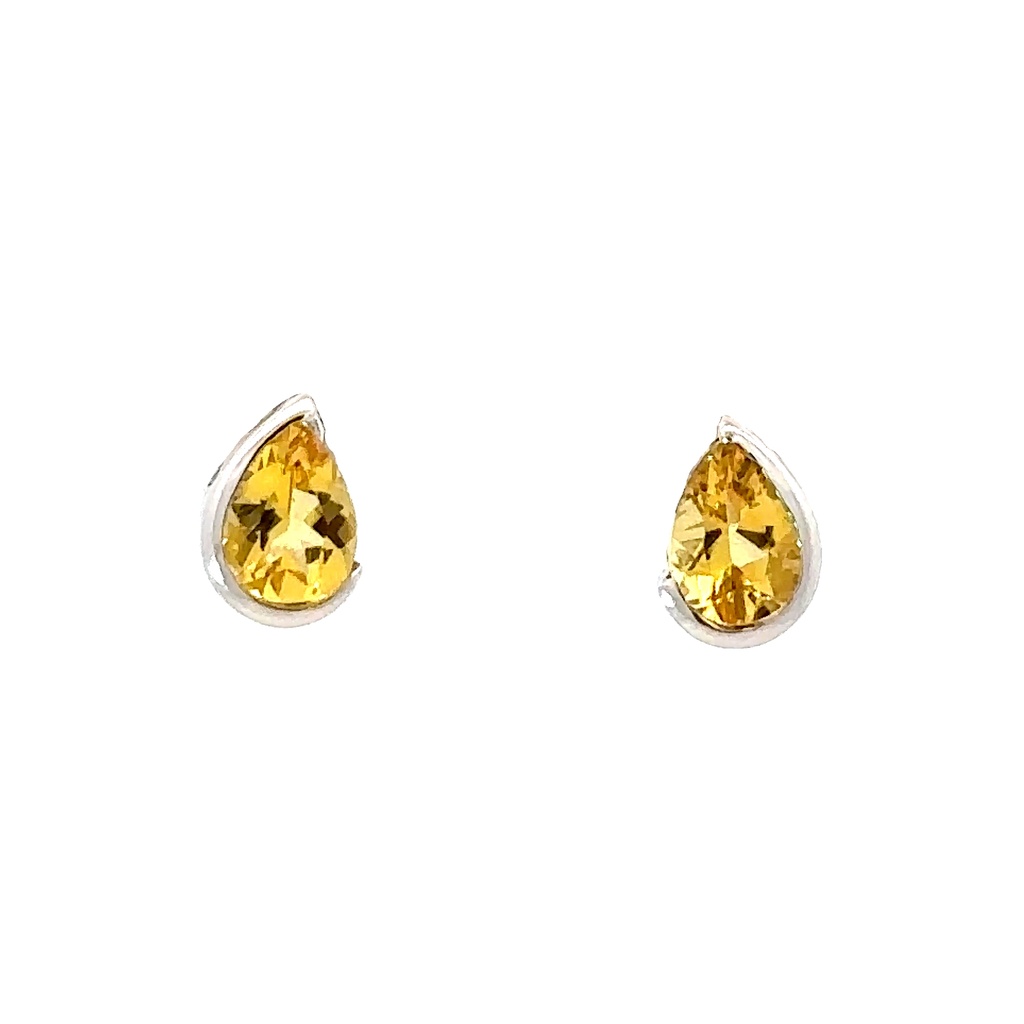 Yellow Beryl Stud Earrings| 14ct