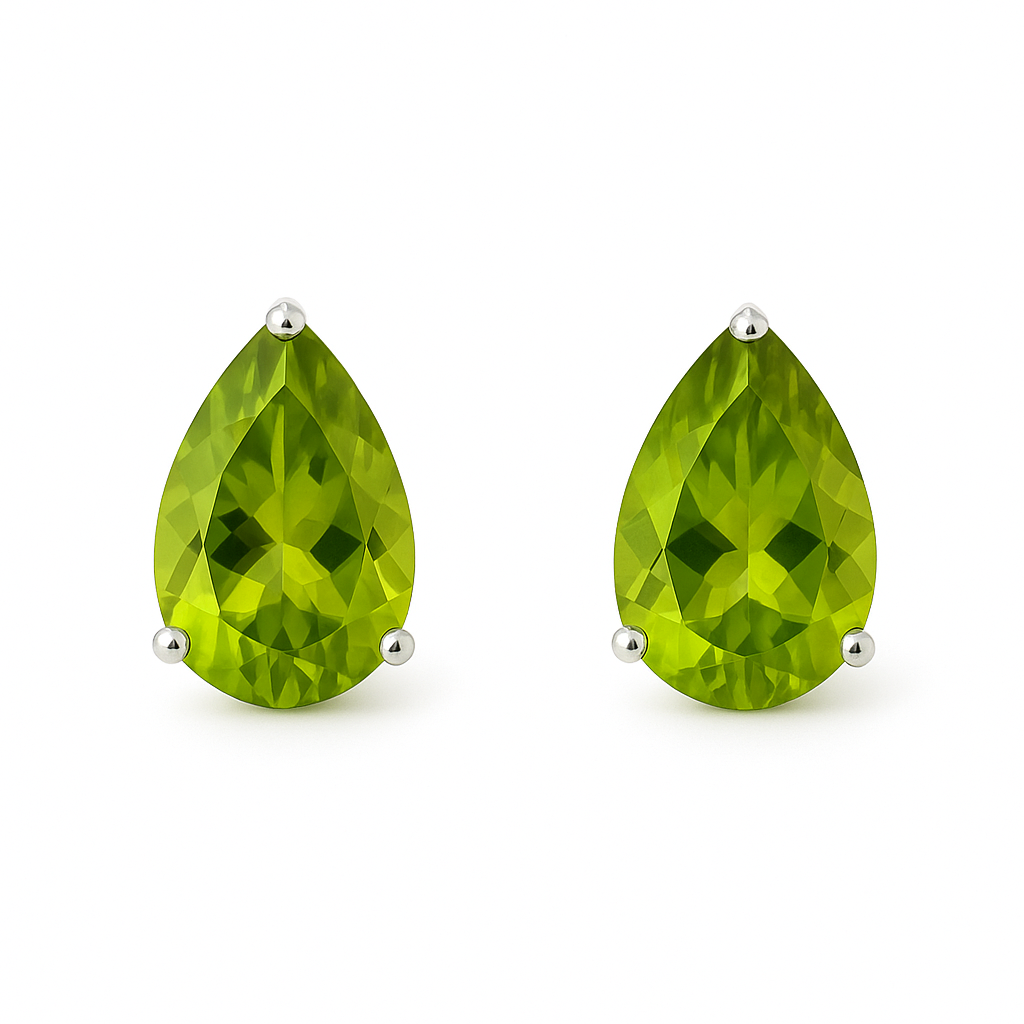 Peridot Stud Earrings - Teardrop | 14ct