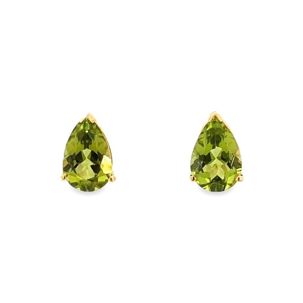 Peridot Stud Earrings - Teardrop | 14ct