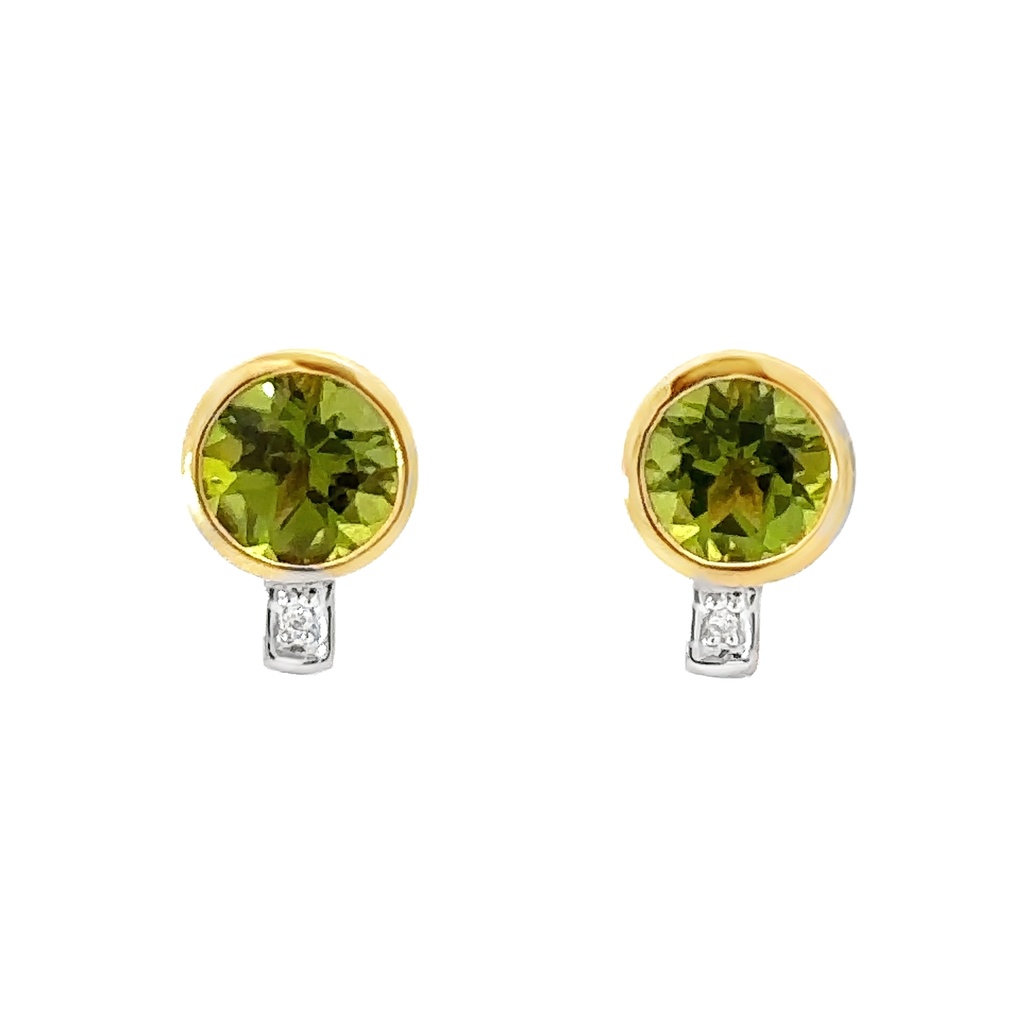Peridot and Diamond Stud Earrings | 14ct