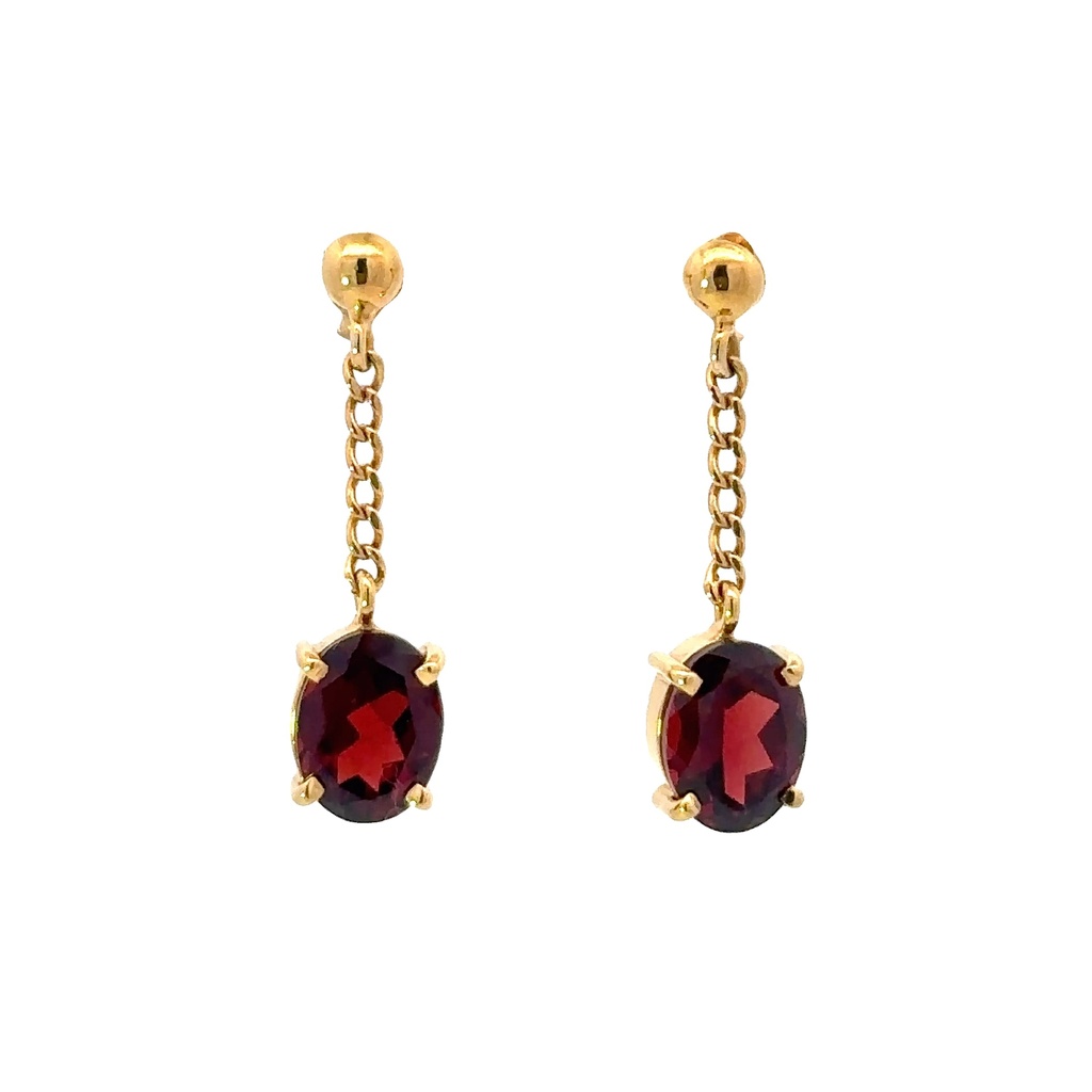 Ball Stud With Hanging Almandine Garnet Drop | 14ct