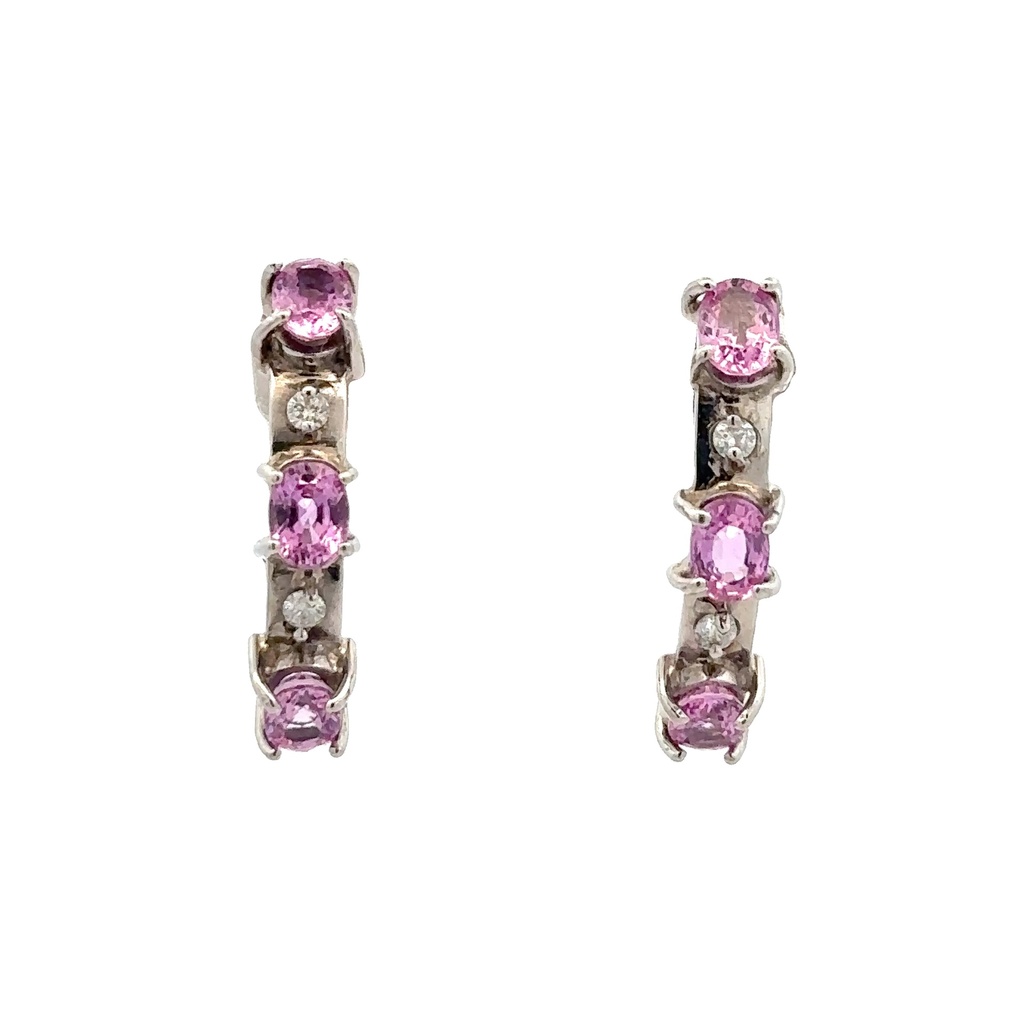 Pink Sapphire And Diamond Stud Earrings | 14ct