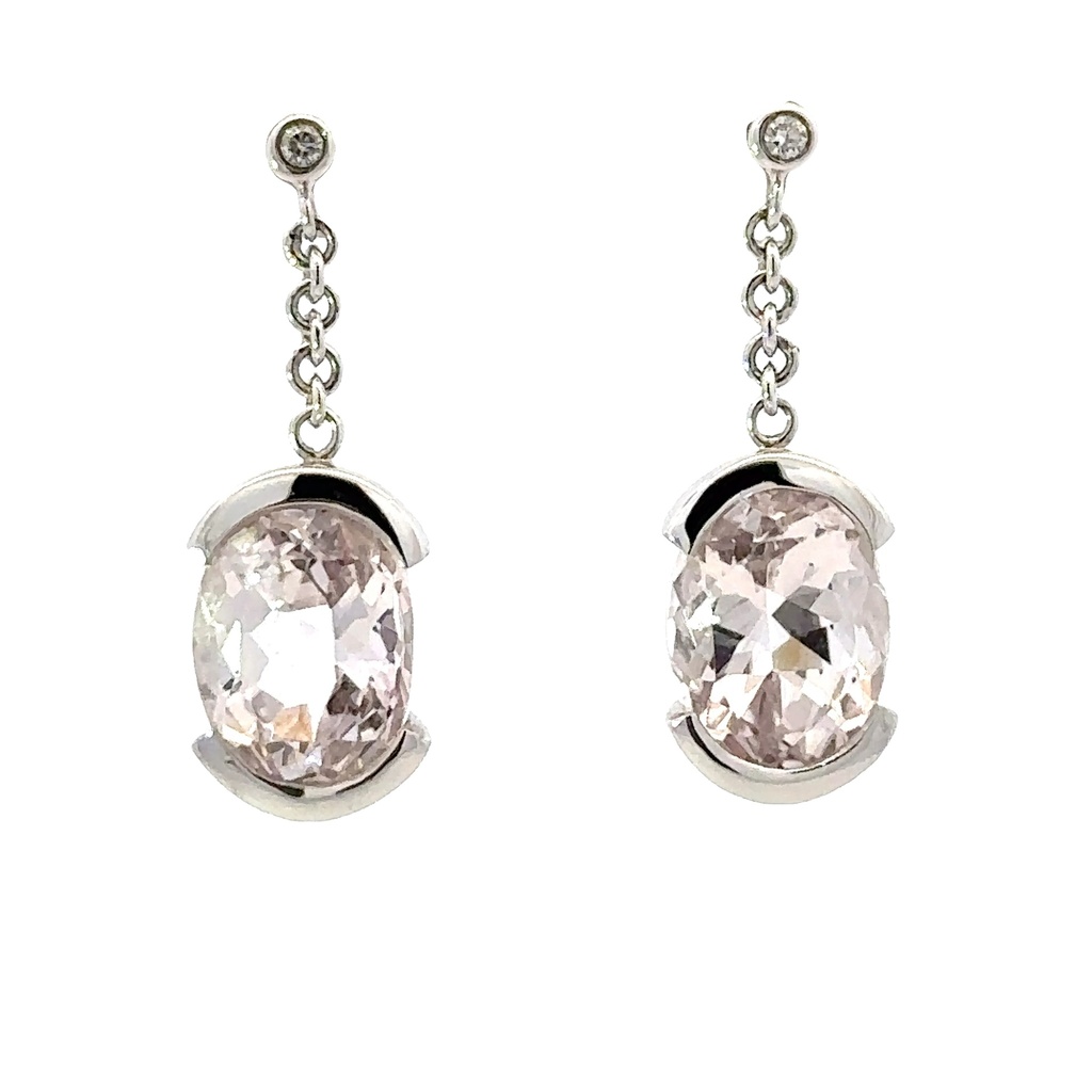 Kunzite And Diamond Stud Earrings | 14ct