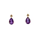 Amethyst and Diamond Stud Earrings | 14ct Yellow Gold