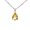 Yellow Beryl Teardrop Pendant In 14K White Gold