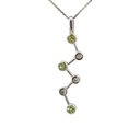 Peridot And Diamond Zigzag Pendant In 14K White Gold
