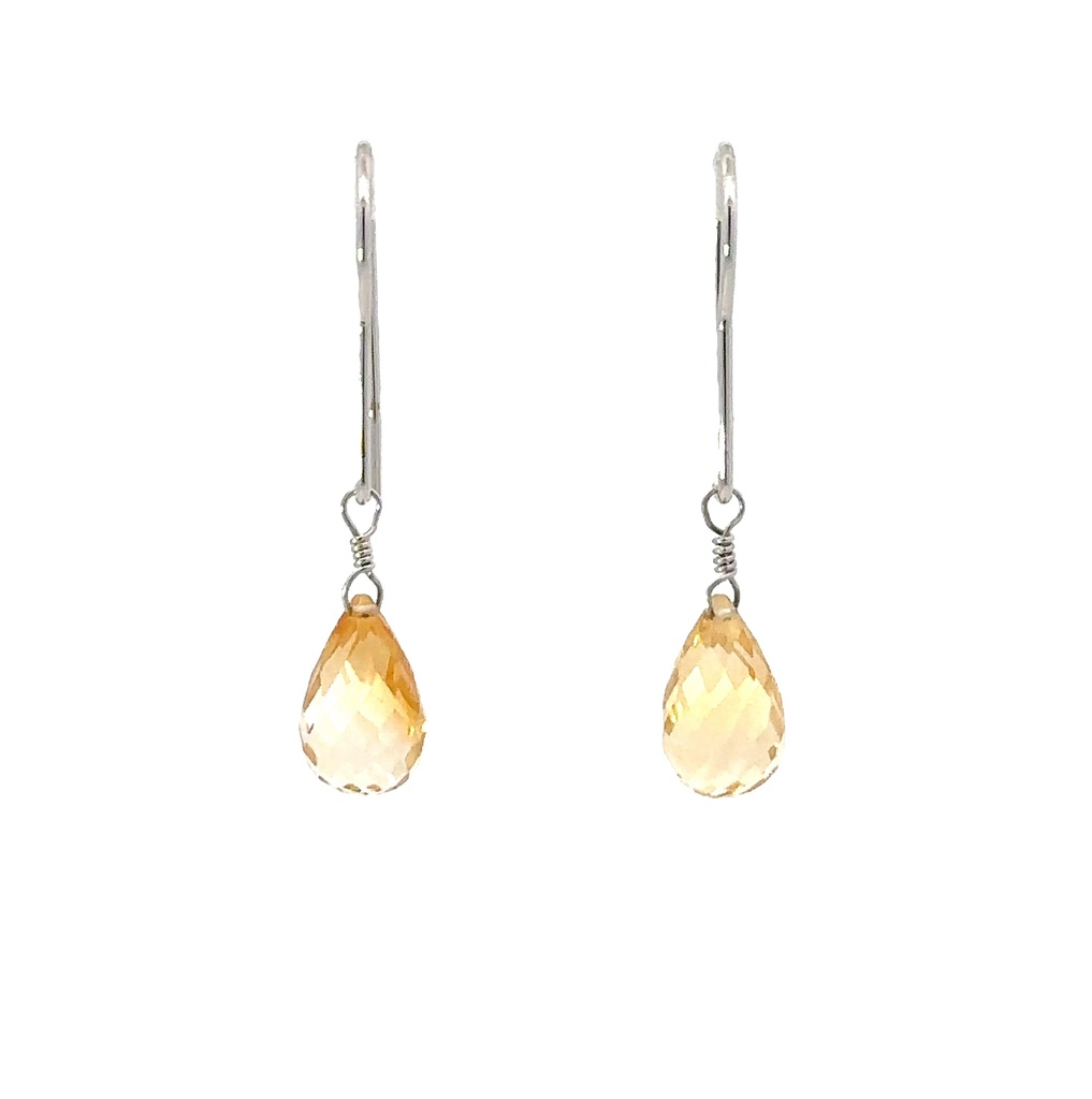 Citrine Earrings in 14ct White Gold