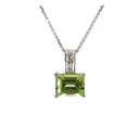 Peridot And Diamond Pendant In 14K White Gold