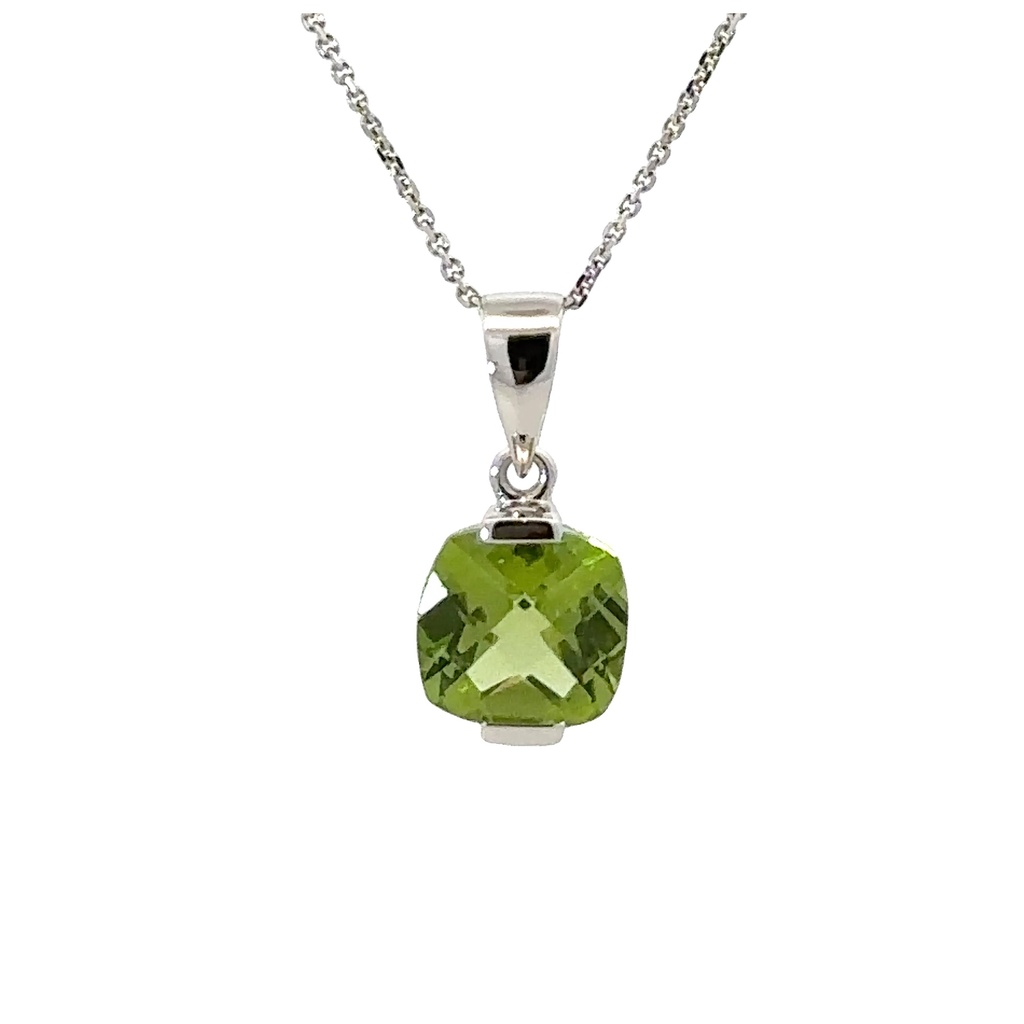 Peridot Pendant In 14K White Gold