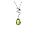 Teardrop Peridot Pendant In 14K White Gold