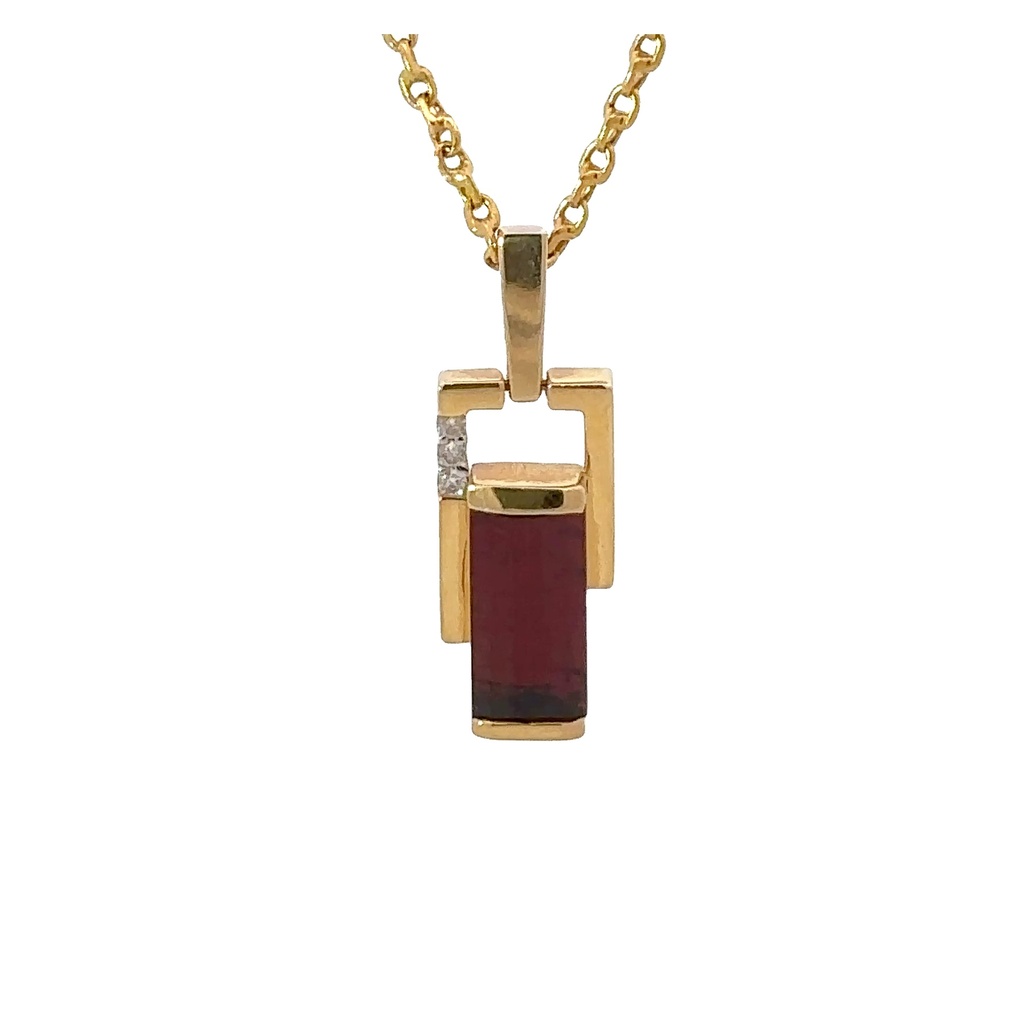 Garnet Pendant With Diamond Accent | 18K Gold