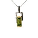 Peridot & Diamond Pendant In Two Tone 18K Gold