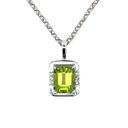Peridot And Diamond Pendant In 14K White Gold