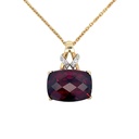 Garnet And Diamond Pendant In 14K Yellow And White Gold