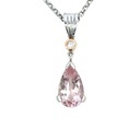 Morganite Drop Pendant In 18K Two Tone Gold