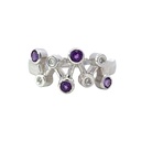 Amethyst And Diamond 14K White Gold Ring