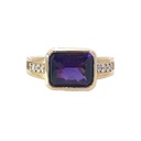 Amethyst And Diamond 14K Yellow Gold Ring