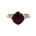 Garnet & Diamond Ring | 14K Yellow Gold