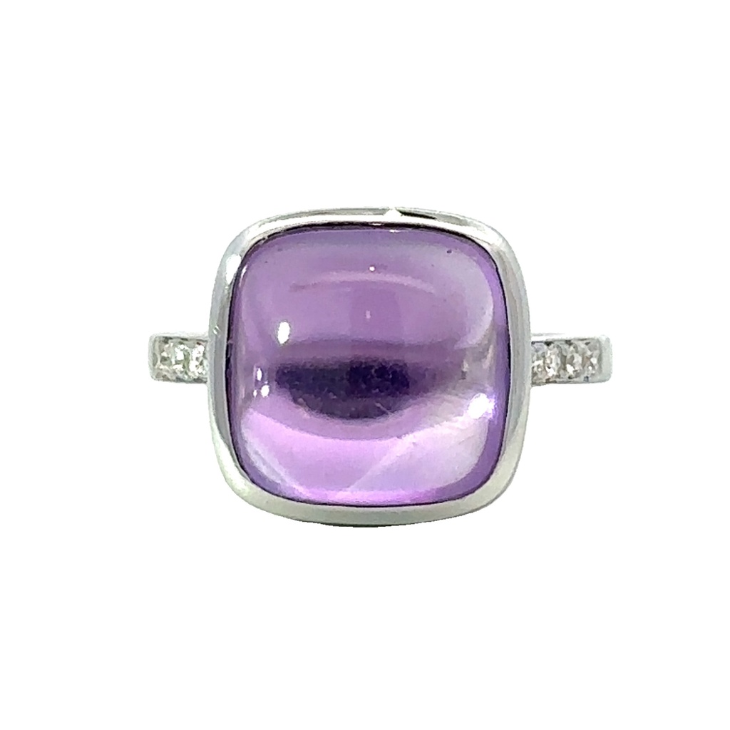 Amethyst with Diamond 14ct White Gold Ring
