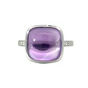 Amethyst Ring With Diamonds | 14ct White Gold