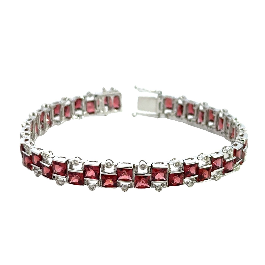 Garnet and Diamond 14ct White Gold Bracelet